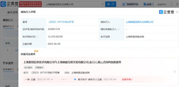 全国股票配资 王思聪名下熊猫互娱被执行1210万