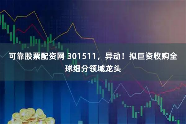 可靠股票配资网 301511，异动！拟巨资收购全球细分领域龙头